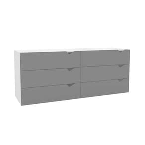 Cômoda de Quarto Porto c/ 6 Gavetas Branco/Cinza - Politorno