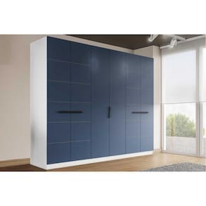 Guarda Roupa Casal 6 Portas e 4 Gavetas Lisboa Branco/Azul - Politorno