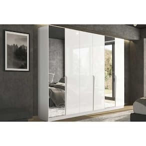 Guarda Roupa Casal 6 Portas (2 c/ Espelho) e 4 Gavetas Porto Branco - Politorno