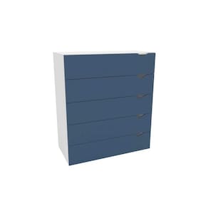 Cômoda de Quarto Porto c/ 5 Gavetas Branco/Azul - Politorno