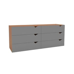 Cômoda de Quarto Porto c/ 6 Gavetas Freijo/Cinza - Politorno