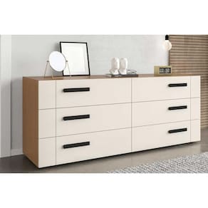Cômoda de Quarto Lisboa c/ 6 Gavetas Freijo/Creme - Politorno