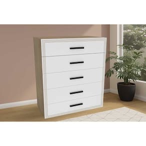 Cômoda de Quarto Valência c/ 5 Gavetas Freijo/Branco - Politorno