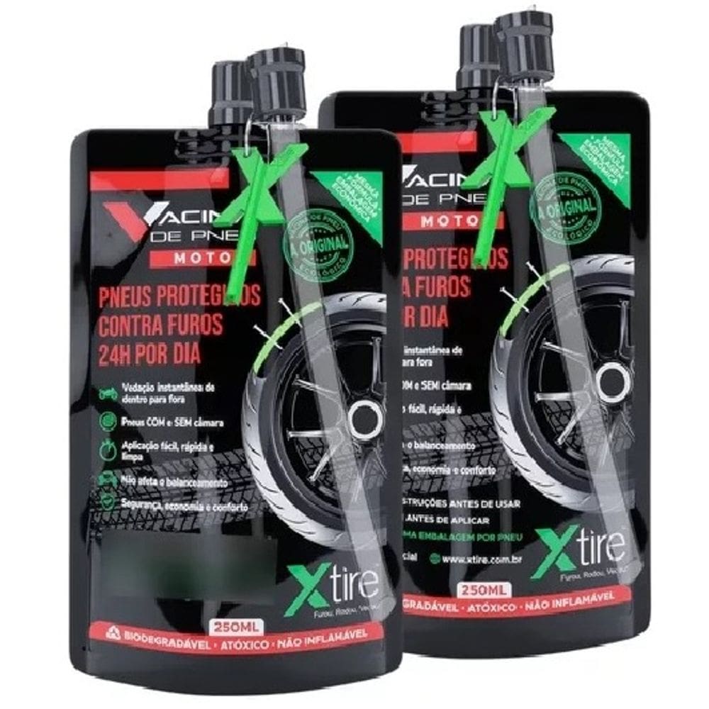 2 Vacinas Anti Furo Pneu Câmara Xtire Moto Cg Titan Bros Xre Fan