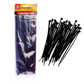Abraçadeira de Nylon 100 Peças 3,6x250mm Preto - Tudo em Caixa