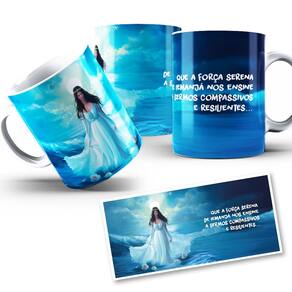 Caneca de Iemanjá Detalhada Colorida e Vibrante 325ml