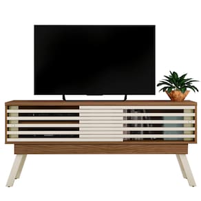 Rack Bancada Tv 65 Pol 150 cm 2 Portas Frizz Naturale Off White MADETEC