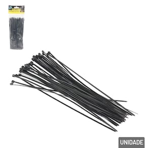 Abraçadeira de Nylon 100 Peças 2,5x200mm Preto - Tudo em Caixa