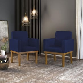 Kit 2 Poltronas Nina em Suede com Base de Madeira