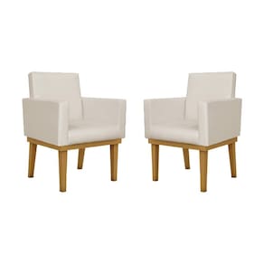 Kit 2 Poltronas Nina em Suede com Base de Madeira