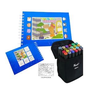 Canetinhas 24 Cores Livro De Pintar Desenho Ursinho Fofo 100 Folhas Caneta Ponta Dupla Estojo Divertido Relaxante Hobbie Lazer
