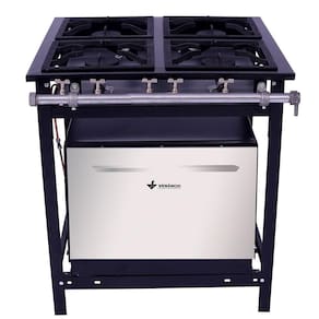 Fogão Industrial 4 Bocas a Gás Venâncio Baixa Pressão com Forno Extra E4F