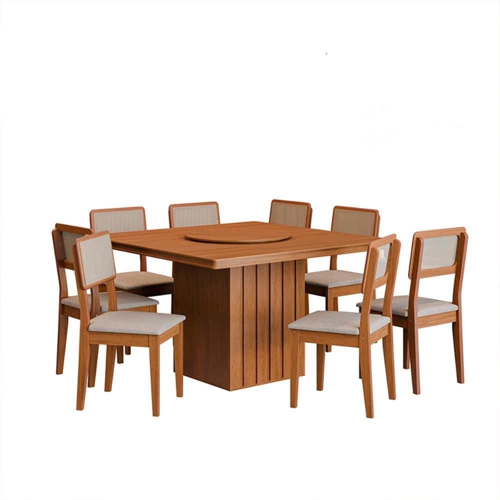 Kit Mesa de Jantar Santiago 136 Prato Giratorio e 6 Cadeiras