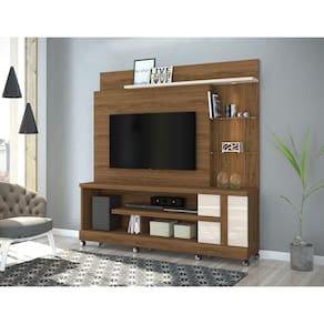 Home Theater Alan Com Kit Rodizio 181,5m Para TV até 55 Polegadas - Naturale/Off White Madetec