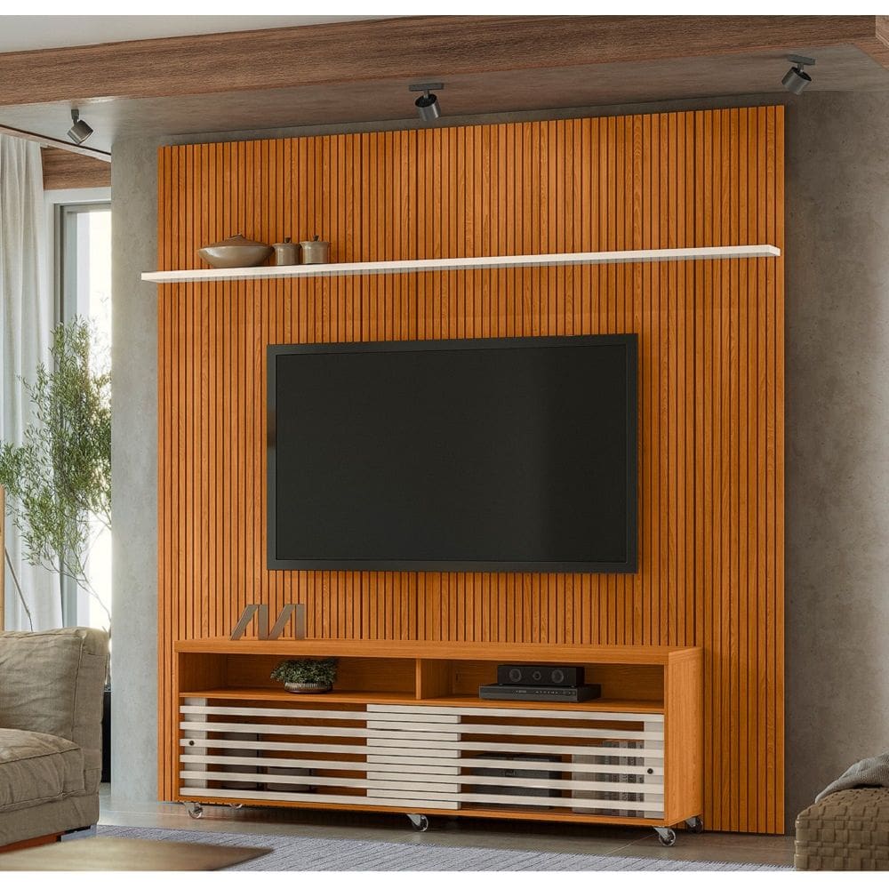 Composição Frizz New Prestige 238m Com Rodizio p/ Sala de Estar - Cinamomo/Off White Madetec