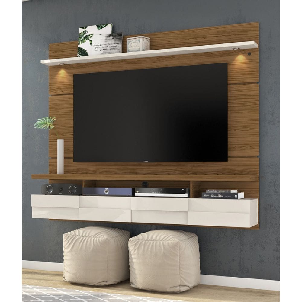 Bancada Suspensa Lana 1.8 para TV`s 60 Polegadas - Naturale/Off White Madetec