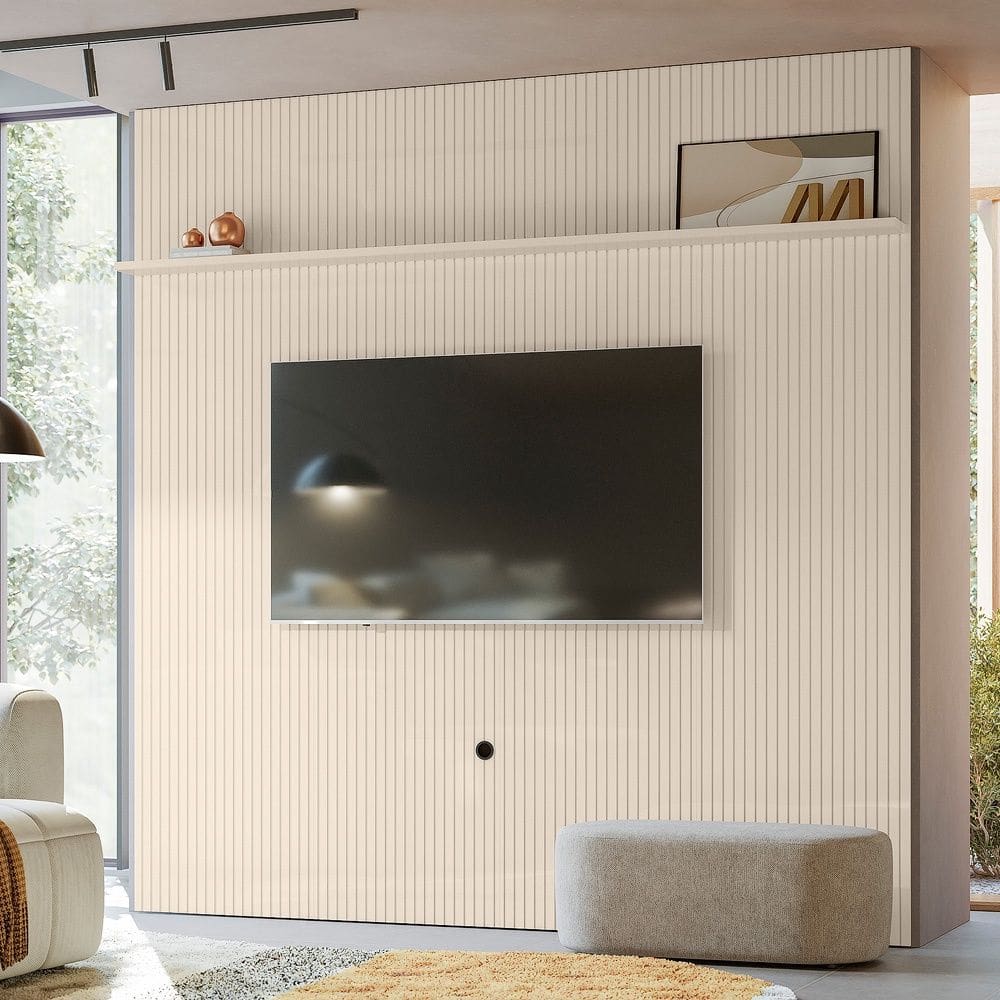 Painel Piso-Teto New Guaporé 238x244,5m Para TV até 75 Polegadas - Off White Madetec