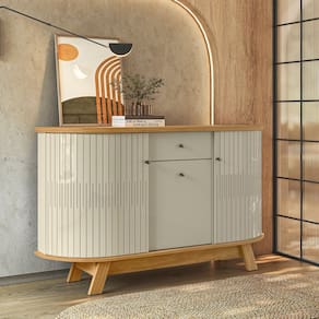Buffet Aparador Monza 3 Portas 1 Gaveta Pés Retrô - Cumaru/Opala Madetec