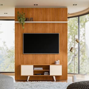 Composição Rack com Painel New Panorama 179m Para TV até 65`` - Cinamomo/Off White Madetec