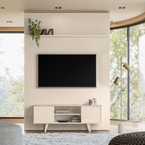 Composição Rack com Painel New Panorama 179m Para TV até 65`` - Calacata/Off White Madetec
