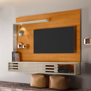 Bancada Suspensa Frizz Select com Portas Deslizantes Frisadas Sobrepostas - Cinamomo/Off White Madetec