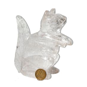 Escultura Esquilo Esculpido Quartzo Cristal 500 a 700g