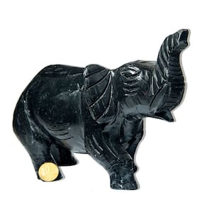 Elefante Esculpido Dolomita Preta 2,1Kg 21cm Classe B
