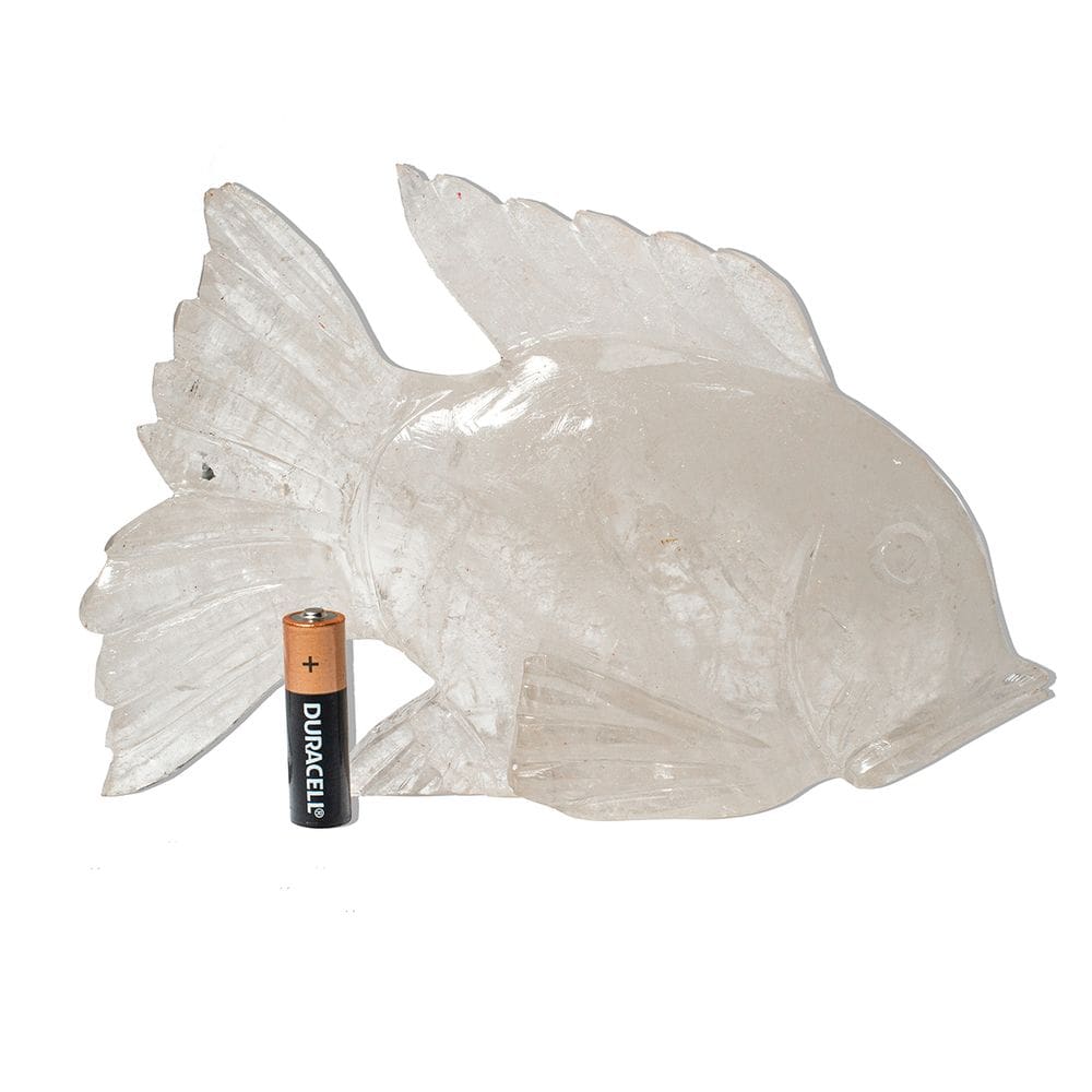 Escultura Peixe Esculpido Quartzo Cristal 1,6Kg 22cm