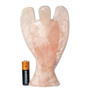 Escultura Anjo Esculpido Quartzo Rosa 850g 16cm Classe B