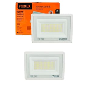 Kit 2 Refletor Led 100w 6500k Branco Bivolt Foxlux