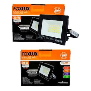 Kit 2 Refletor Led 20w 6500k Preto Bivolt Foxlux