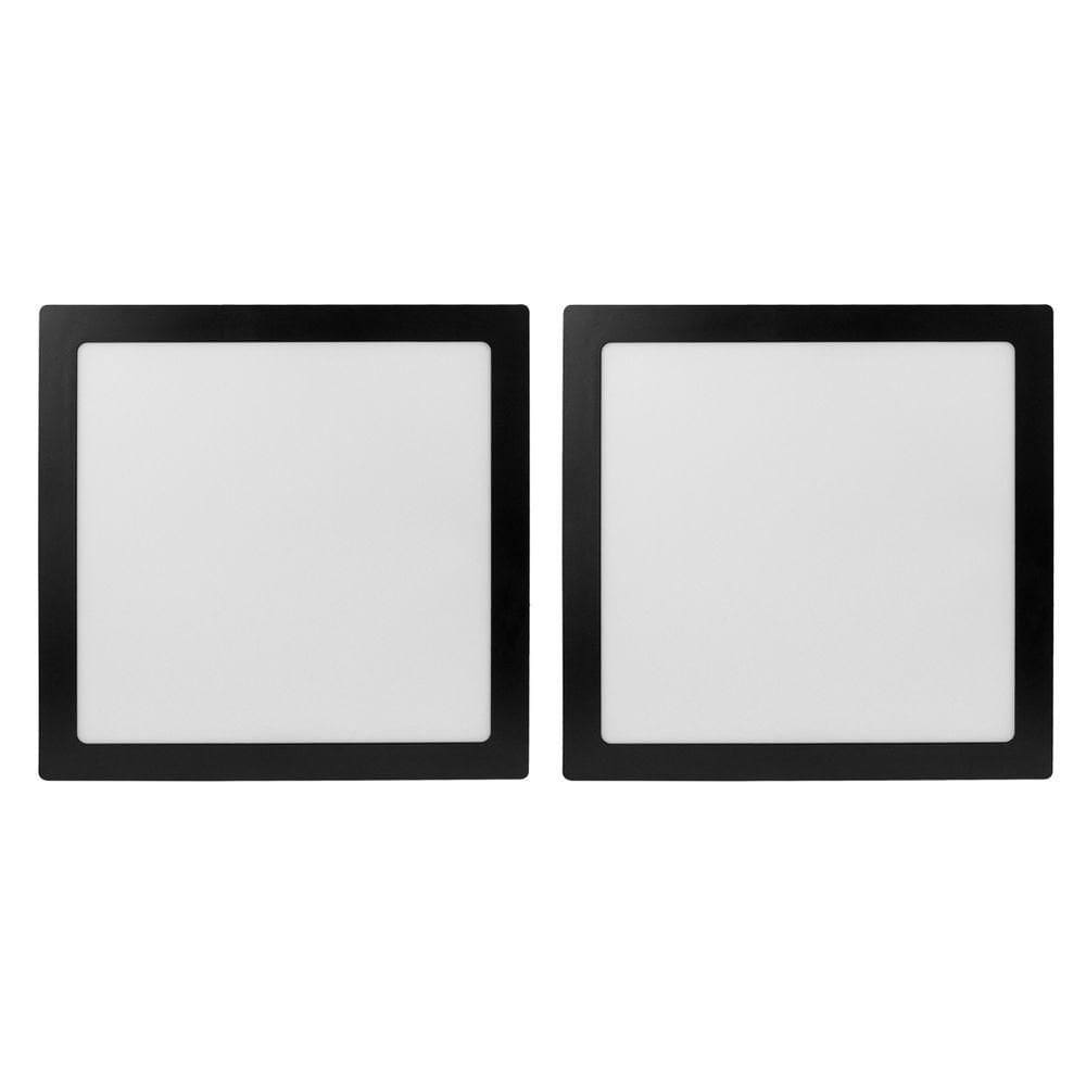 Kit 2 Painel Led 29,3x29,3 Quadrado Preto Embutir 24w 6500k Foxlux