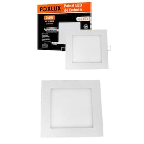 Kit 2 Painel Led 29,5x29,5 Quadrado Branco Sobrepor 24w 3000k Foxlux