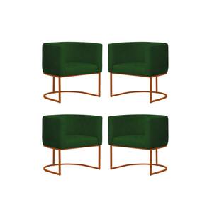Kit 4 Poltronas Reforçada Decorativa Sala Gabriela Base Ferro Bronze Suede Verde