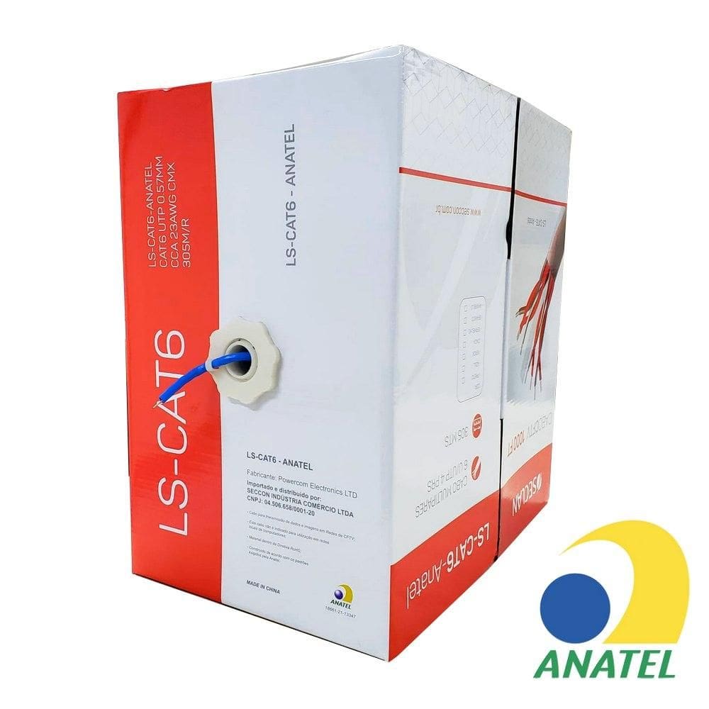 Cabo de Rede Ethernet Seclan Cat6 LS-CAT6-ANATEL 250?MHz