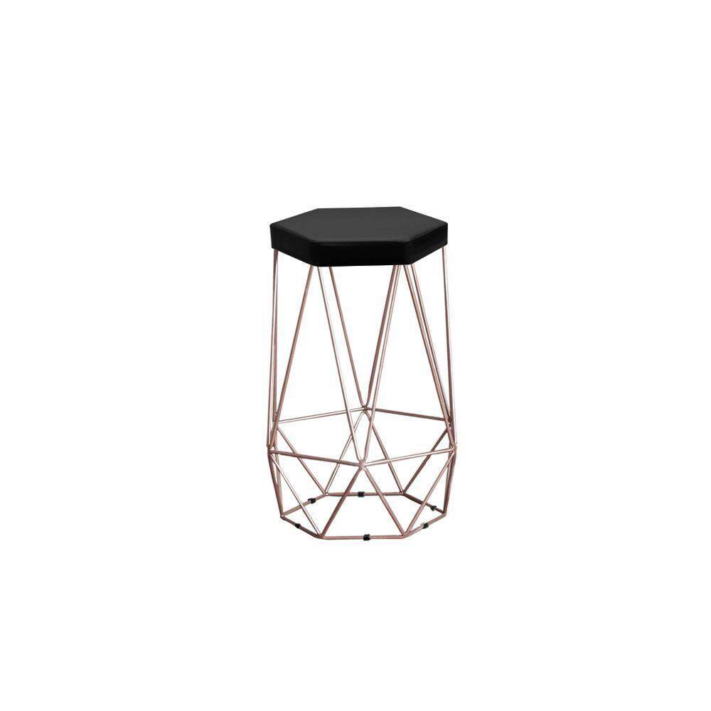 Banqueta Alta Decorativa Rubi Estofada Com Armação Bronze
