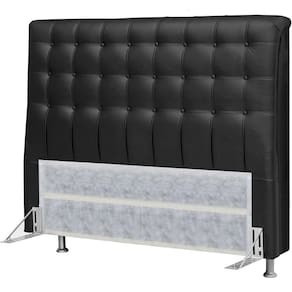 Cabeceira Dama 1,95cm Cama Box King Size Corino Preto