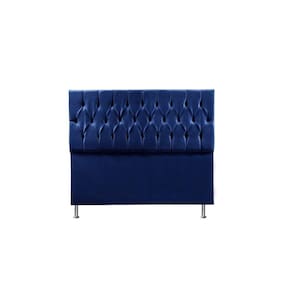 Cabeceira Madrid 1,95 Cm Para Cama Box King Suede Azul