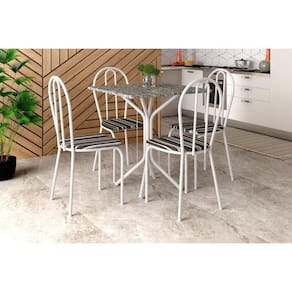 Conjunto Mesa Thais 4 Cadeiras 004 Base Branco Tampo Granito