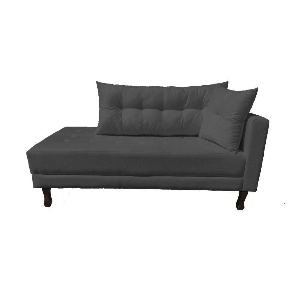 Divã Recamier Troya 1,40 Cm Lado Direito Linho Chumbo