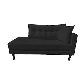 Divã Recamier Troya 1,80 Cm Suede Preto Grafite