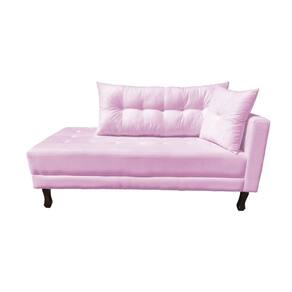 Divã Recamier Troya 2,00 Cm Lado Direito Suede Rosa Bebê