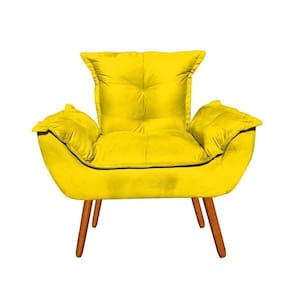 Poltrona Decorativa Opala Sala De Estar Suede Amarelo