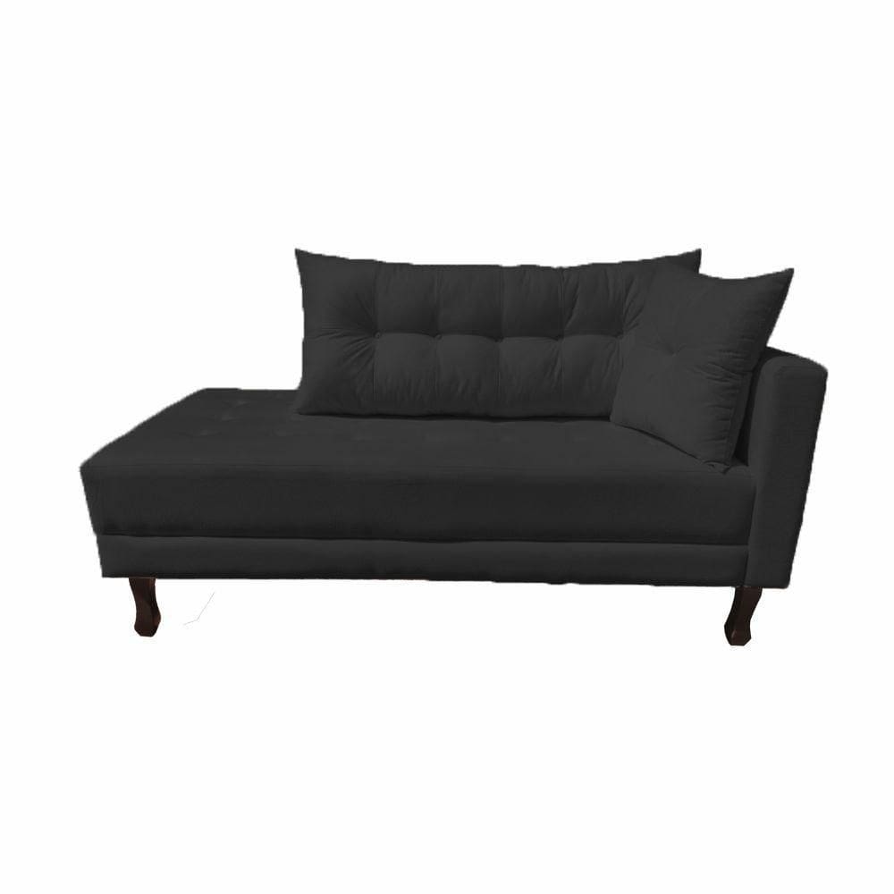 Divã Recamier Troya 2,00 Cm Suede Preto Grafite