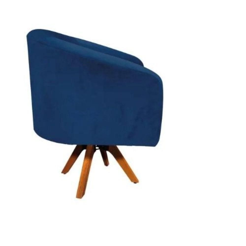 Poltrona Decorativa Stella Em Suede Com Base Em Madeira