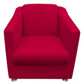 Poltrona Decorativa Tilla Sala E Escritório Suede Vermelho