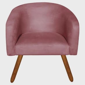 Poltrona Decorativa Stella Em Suede Com Pés Palito
