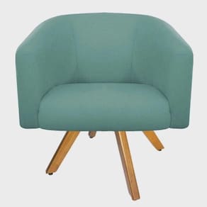 Poltrona Decorativa Stella Em Suede Com Base Em Madeira
