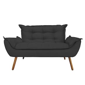 Namoradeira Decorativa Opala 2 Lugares Suede Preto