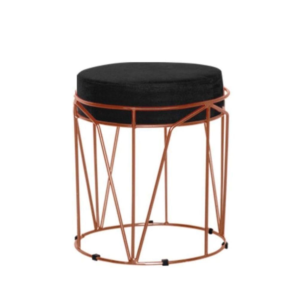 Puff Aramado Babu Com Armação Bronze Estofado Em Suede